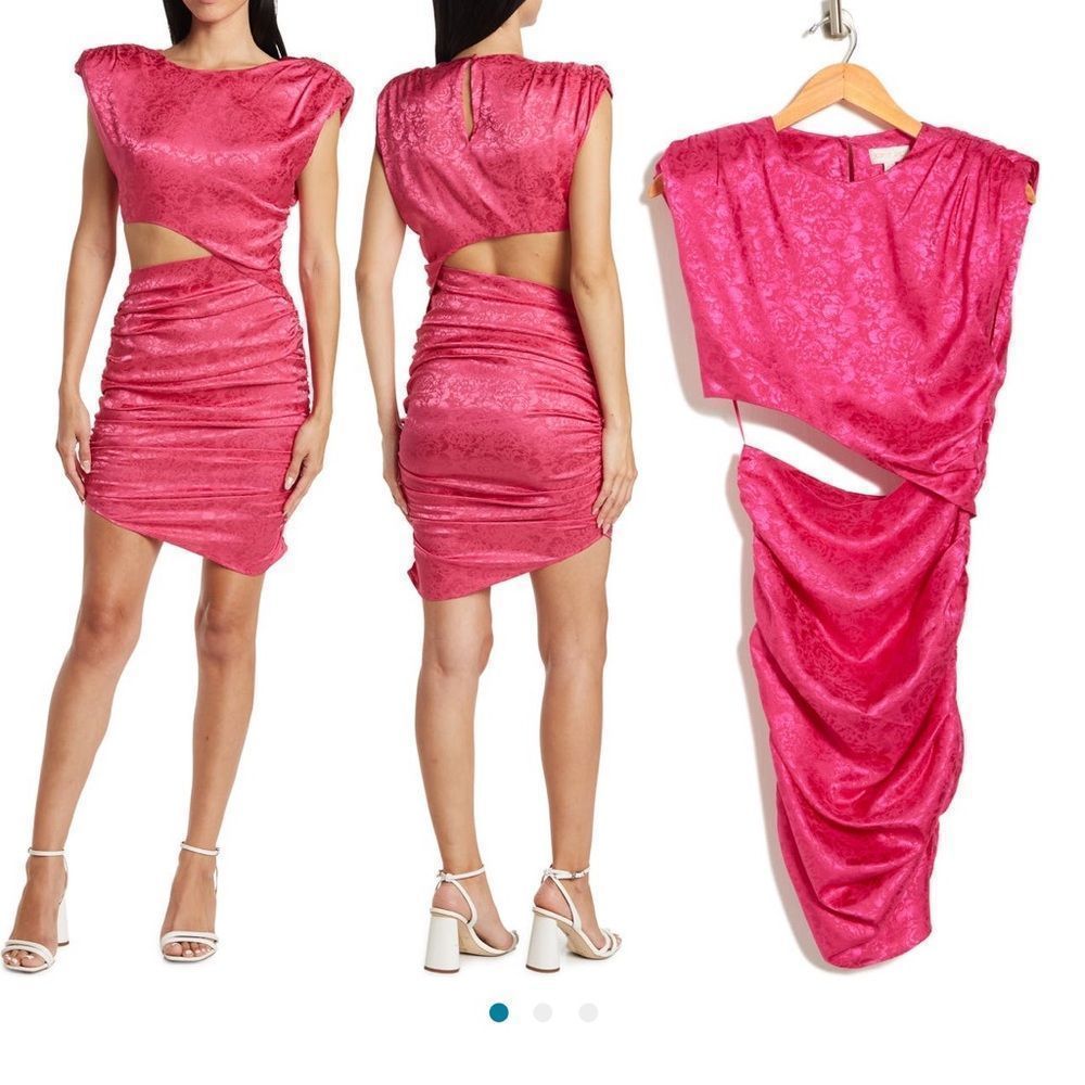 Ronny Kobo Kyle Asymmetric  Cut-out Ruched sleeveless dress
